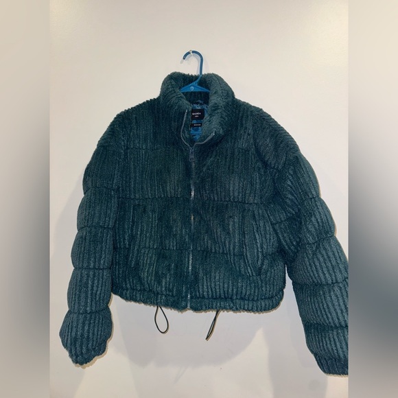 Ghanda Jackets & Blazers - Women's Teal Green Puffer fur Jacket